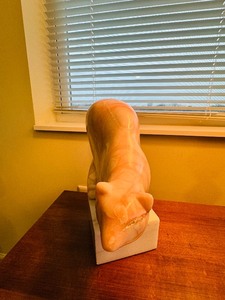Marble Cat Statue on Base