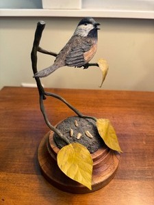 Bruce Chidester Chickadee on Wood Base