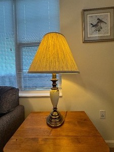 Brass Table Lamp with Painted Center
