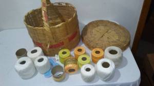 lot 624 image: Crochet Thread In Basket.