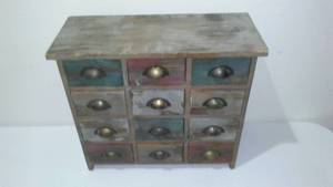 lot 642 image: Vintage vintage look small file cabinet 12 drawers.
