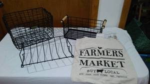 lot 680 image: Black Metal Wire Baskets And More