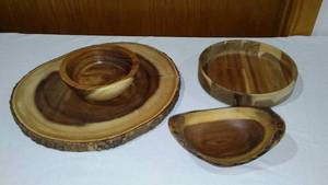 lot 704 image: Live Edge Wood Platter, Bowl And More.