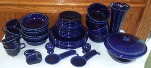 lot 732 image: Fiestaware  Cobalt Blue, 6 Place Setting Plus.