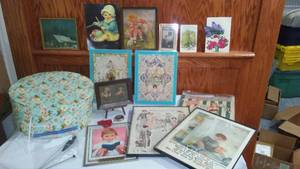 lot 742 image: Vintage Artwork, Paper Dolls, Post Cards, Hat Pins. And More.