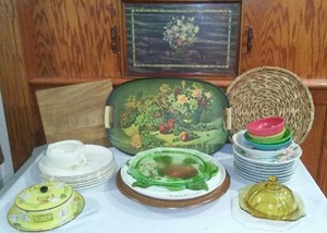 lot 754 image: Vintage Glass, Trays, Lazy Susan And More.