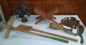 lot 756 image: Vintage Crumb Catcher, Fan And More.