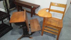 lot 769 image: Antique And Vintage School Desks  Nice.