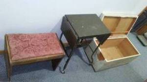 lot 776 image: Vintage, Metal Stand, Storage Bench And More.