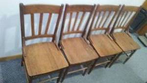 lot 780 image: Oak Chairs - Sturdy. 4 Matching