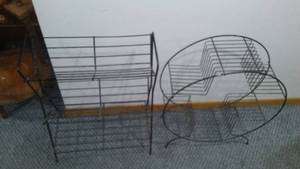 lot 785 image: Vintage Metal Bookcase And Stand.