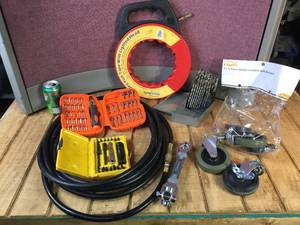 lot 79 image: Air Hose - Tape - Bits - Wrench - Casters