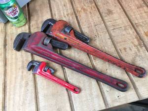 lot 18 image: Ridgid - Stanley - Brasscraft Pipe Wrenches