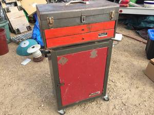 lot 33 image: Metal Tool BoxCabinet - 2pc