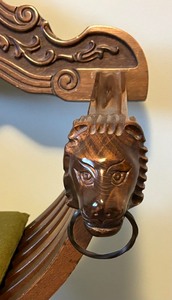 20th Century Renaissance Revival Savonarola X Folding Lion Head Throne  Armchair