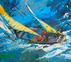Sailing Framed Signed Lithograph by Leroy Neiman