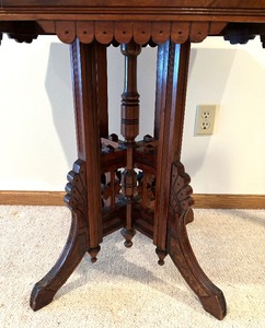 Antique East Lake Accent Table with Marble Top