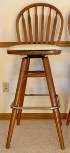 Pair of Wooden Swivel Bar Stools