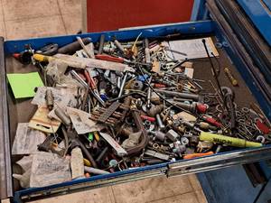 lot 824 image: Lot of (1 Drawer) Hand Tools - Misc. Hardware and Drill Bits