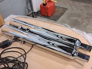 lot 900 image: Lot of (2) 30 Dresser Monster Round Slip-ons Exhaust Pipes