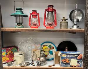 lot 1 image: Vintage Oil Lamps & More