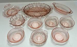 lot 129 image: Misc. Antique Pink Depression Glass