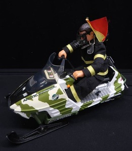 SNOWMOBILE TOY WITH A GI JOE DOLL PLUS ACCESSORIES