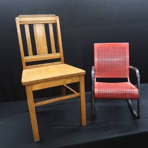 SOLID WOOD CHAIR AND KIDS ROCKING CHAIR