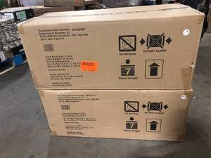 lot 3 image: Lot of 2 Husky Ready-to-Assemble 24-Gauge Steel Wall Mounted Garage Cabinet in Black (28 in. W x 29.7 in. H x 12 in. D)  Customer Returns See Pictures