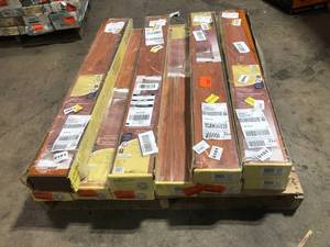 lot 13 image: 10 Boxes of TrafficMaster Jatoba 8 mm T x 5.6 in. W Laminate Wood Flooring (18.7 sqftcase)   Customer Returns See Pictures