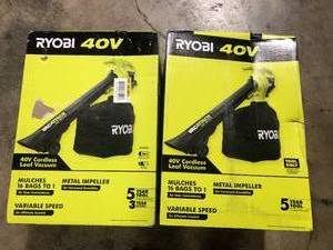 lot 18 image: Lot of 2 RYOBI 40V Vac Attack Cordless Leaf VacuumMulcher Customer Returns See Pictures