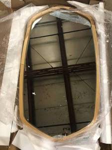 lot 19 image: Kate and Laurel McLean 20.00 in. W x 36.00 in. H Oval Wood Natural Framed Mid Century Modern Hexagon Mirror  Customer Returns See Pictures