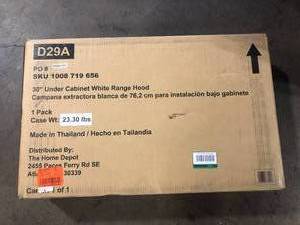 lot 27 image: Vissani Caprelo 30 in. 320 CFM Convertible Under Cabinet Range Hood in White with LED Lighting and Charcoal Filter Customer Returns See Pictures