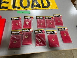 lot 21 image: 11 ROADSIDE SAFETY TRIANGLES, 10 24 X 24 MESH FLAGS, & 1 WIDE LOAD BANNER