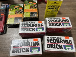 lot 143 image: BBQ GRILL CLEANER, SCORING BRICKS, FIRE STARTER, OUTDOOR COOKING SYSTEM, & A LIGHTER