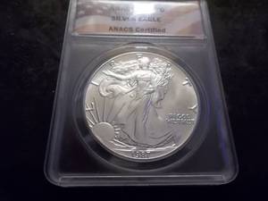 1987 Silver Eagle In Graded Anacs Holder MS70