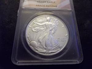 1997 Silver Eagle In Graded Anacs Holder MS70