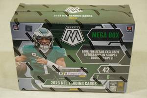 lot 104 image: 2023 Panini Mosaic Mega Box of Football Cards