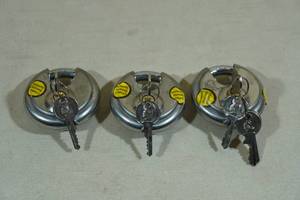 lot 144 image: 3 Disc Type Padlocks with Keys