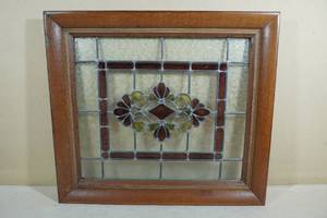 lot 166 image: Framed Stained Glass Window Panel