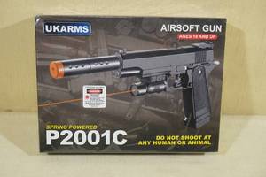 lot 299 image: UKArms P2001C Spring Powered Airsoft Pistol with Laser