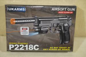 lot 300 image: UKArms P2218C Spring Powered Airsoft Pistol with Laser