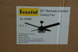 lot 308 image: Leaoful 52 Remote Control Rustic Ceiling Fan with Lights -Oil Rubbed Bronze Finish