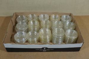lot 351 image: 86 Glass Canning Jar Lids -75 Atlas, 12 Ball, All 2.5