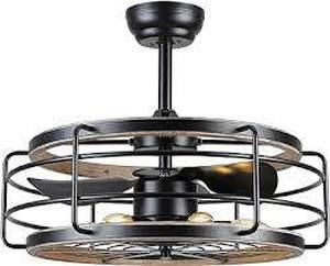 lot 252 image: Caged Low Profile Ceiling Fan -Black