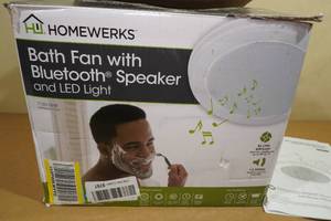 lot 290 image: Homewerks Bath Fan with Bluetooth Speaker and LED Light