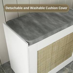 lot 27 image: ZttRiee Shoe Storage Bench with Seat Cushion