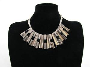 lot 1 image: Large Vintage 1950s era Signed LOS BALLESTEROS Sterling Silver Necklace
