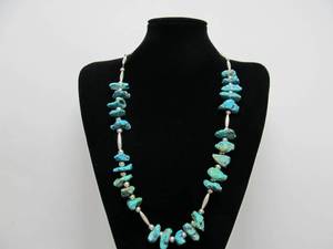 lot 8 image: Vintage 1950s Southwestern Sterling Silver & Chunky Turquoise Necklace