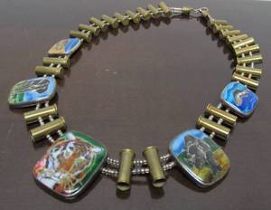 lot 13 image: Very Cool Signed Sterling Silver & Cloisonne Enamel Necklace